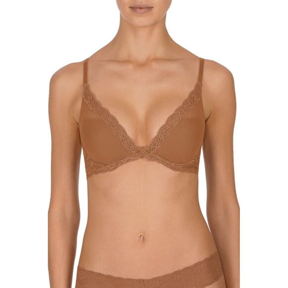 🆕 NATORI Feathers Underwire T-Shirt Plunge Bra 34DD Glow #730023 - Picture 4 of 10